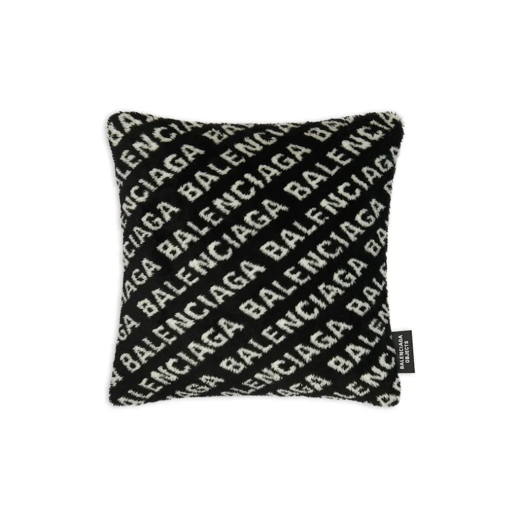 Allover Logo Cushion in Black