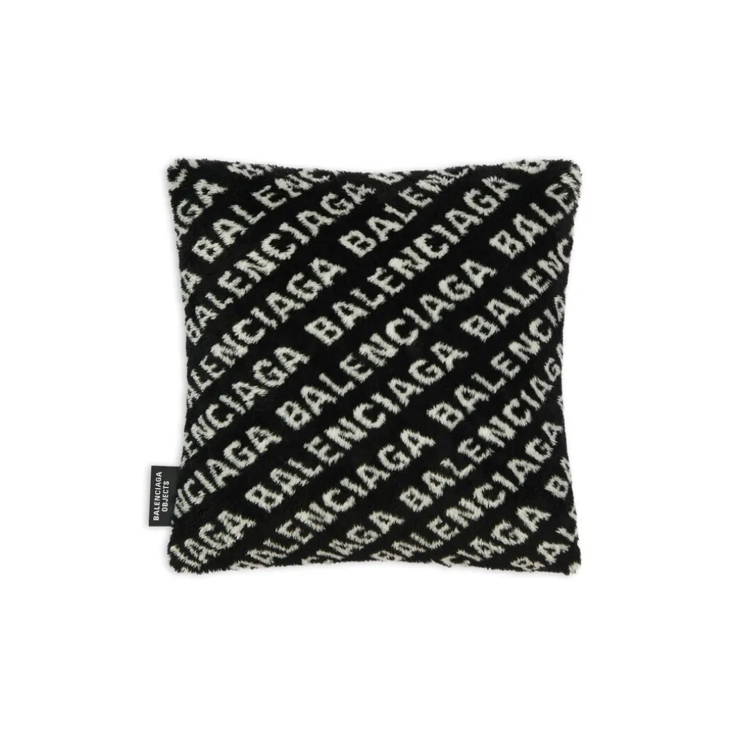 Allover Logo Cushion in Black