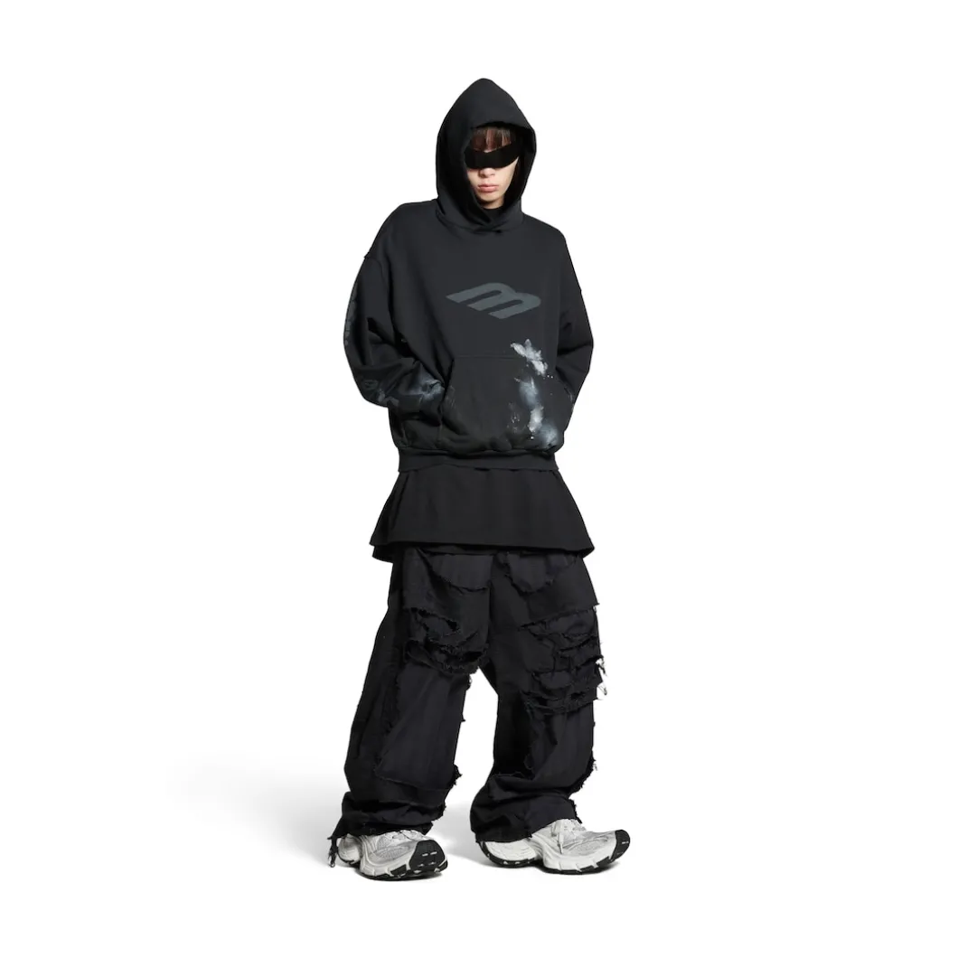 3b Stencil Hoodie Medium Fit in Black