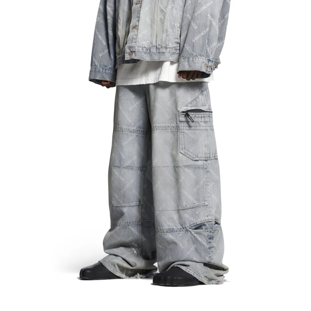 Bal Diagonal Allover Cargo Pants in Light Blue