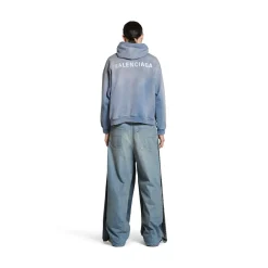 Balenciaga Back Hoodie Medium Fit in Blue