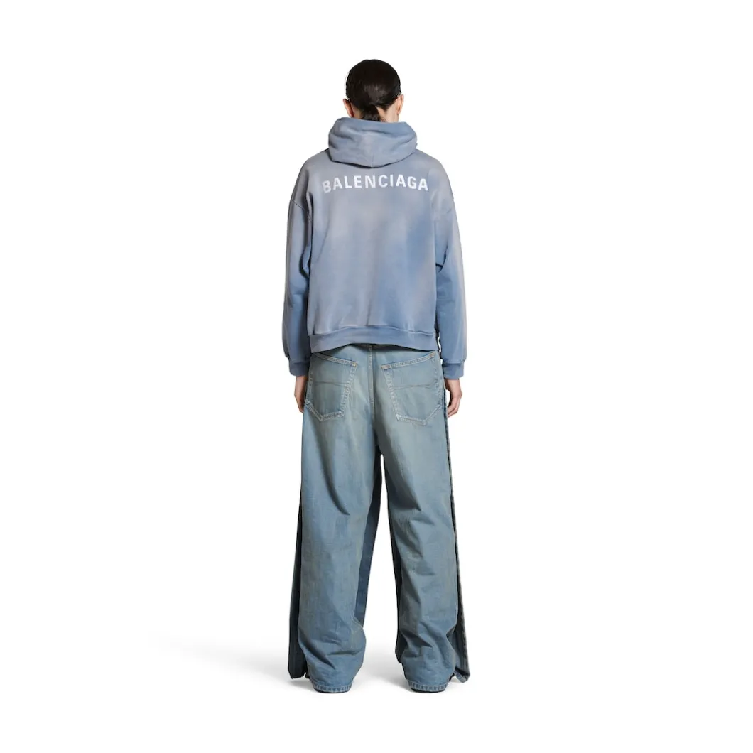 Balenciaga Back Hoodie Medium Fit in Blue