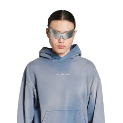 Balenciaga Back Hoodie Medium Fit in Blue