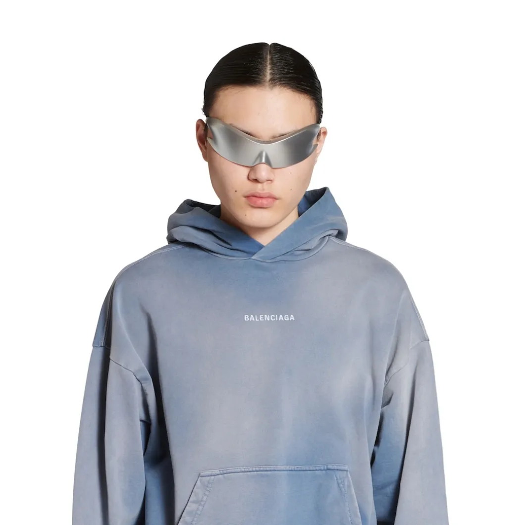 Balenciaga Back Hoodie Medium Fit in Blue