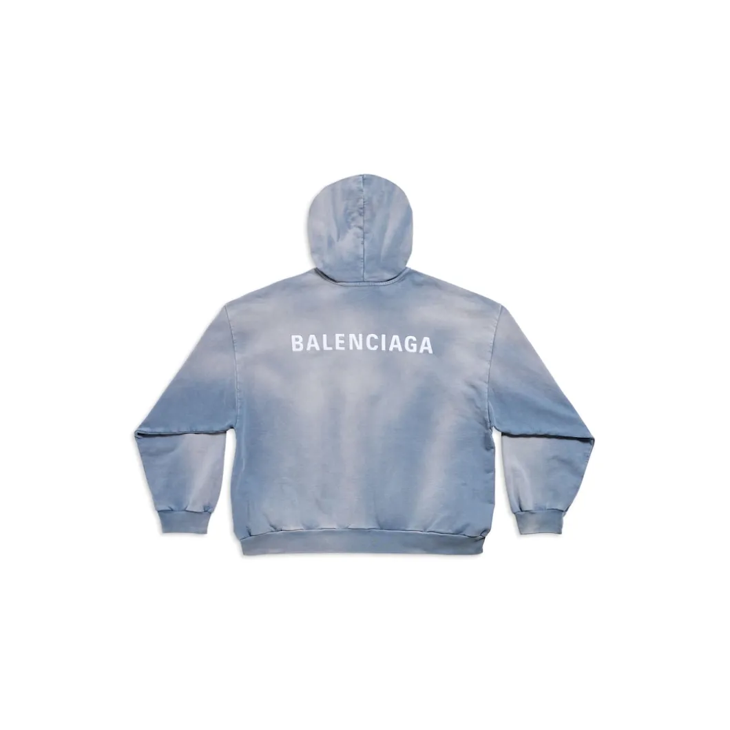Balenciaga Back Hoodie Medium Fit in Blue