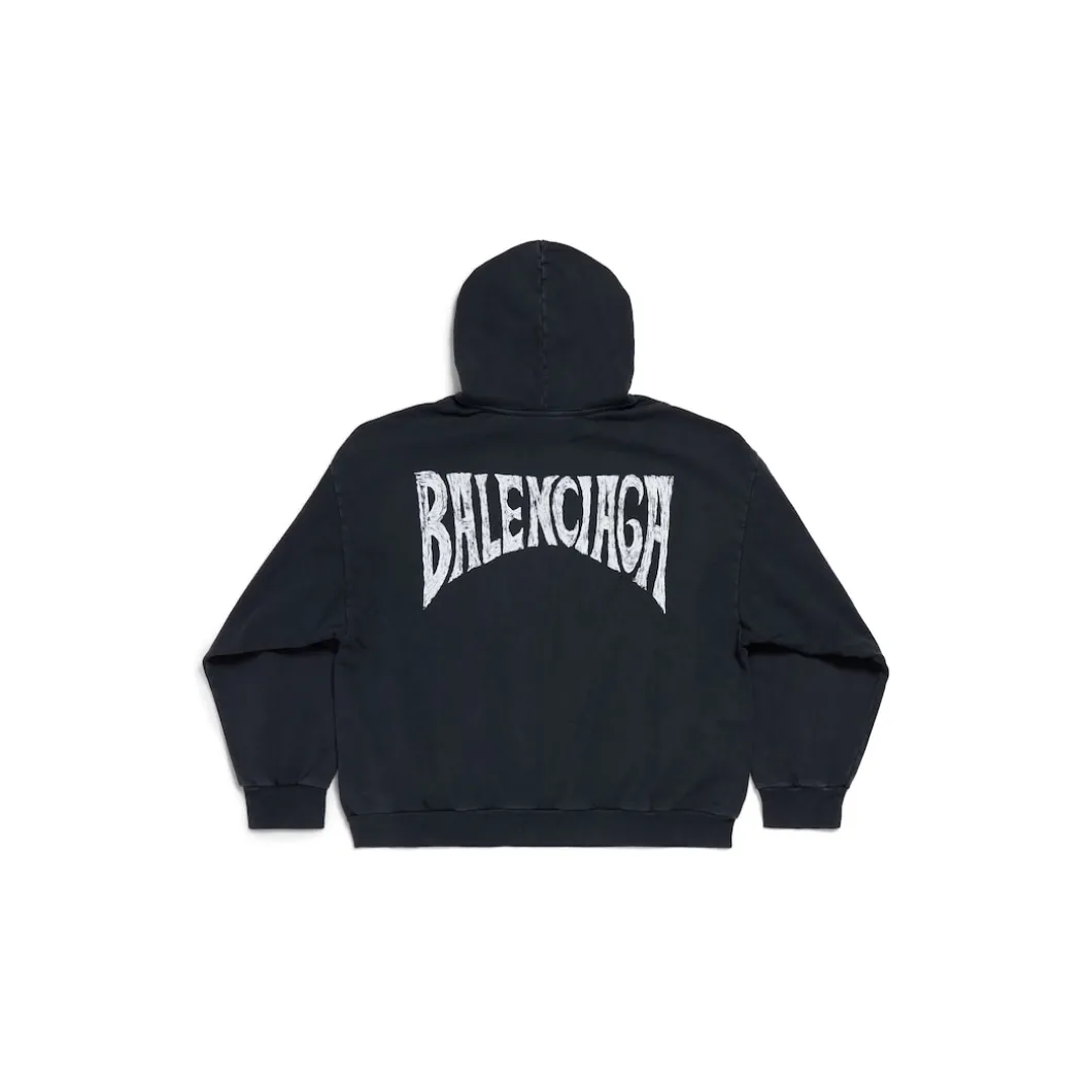 Balenciaga Hand-drawn Hoodie Medium Fit in Black/white