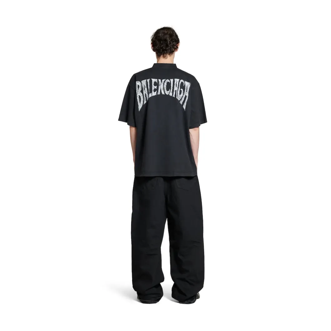Balenciaga Hand-drawn T-shirt Medium Fit in Black Faded