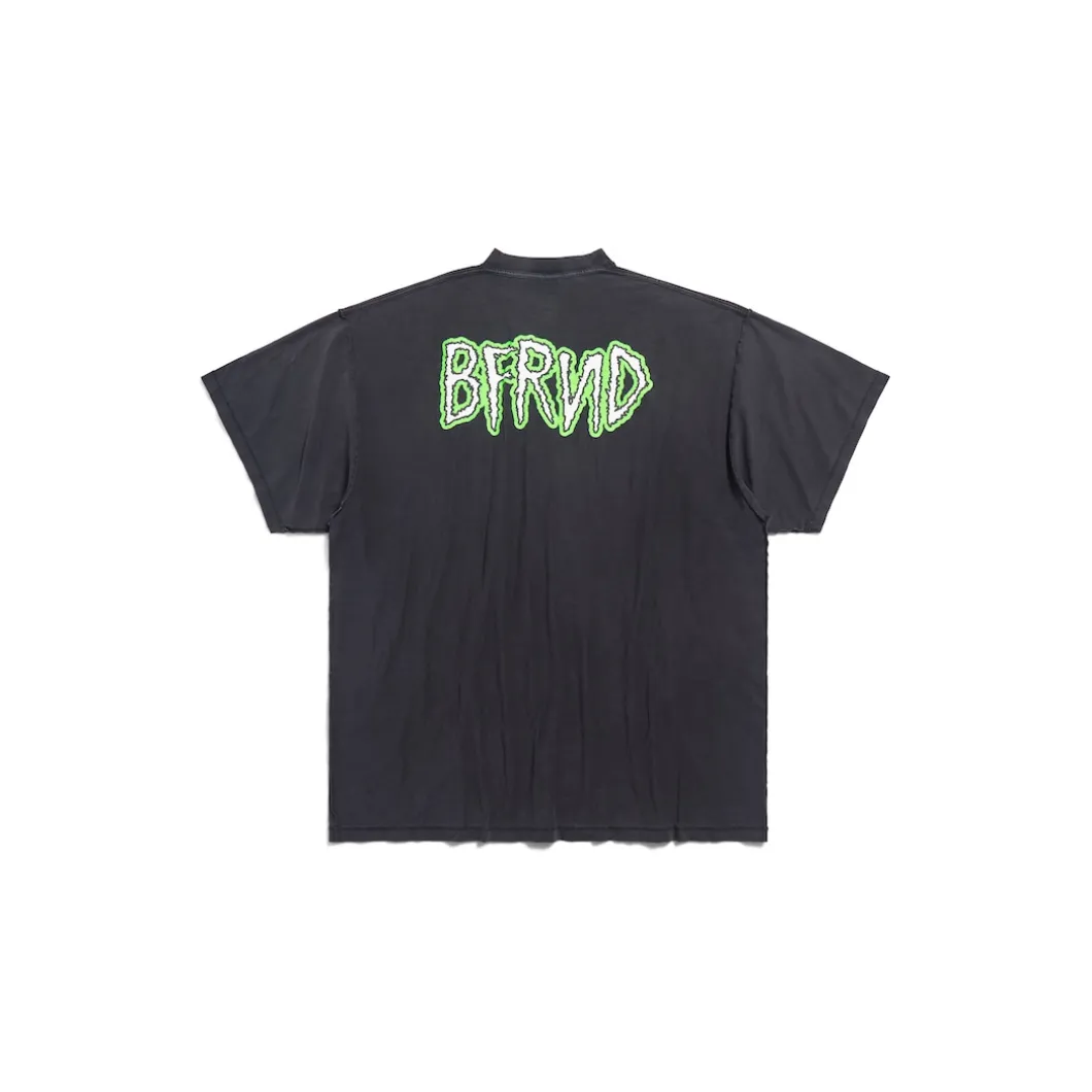 Balenciaga Music | Bfrnd Series Inside-out T-shirt Oversized in Black Faded