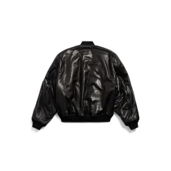 Bomber Leather Jacket in Black