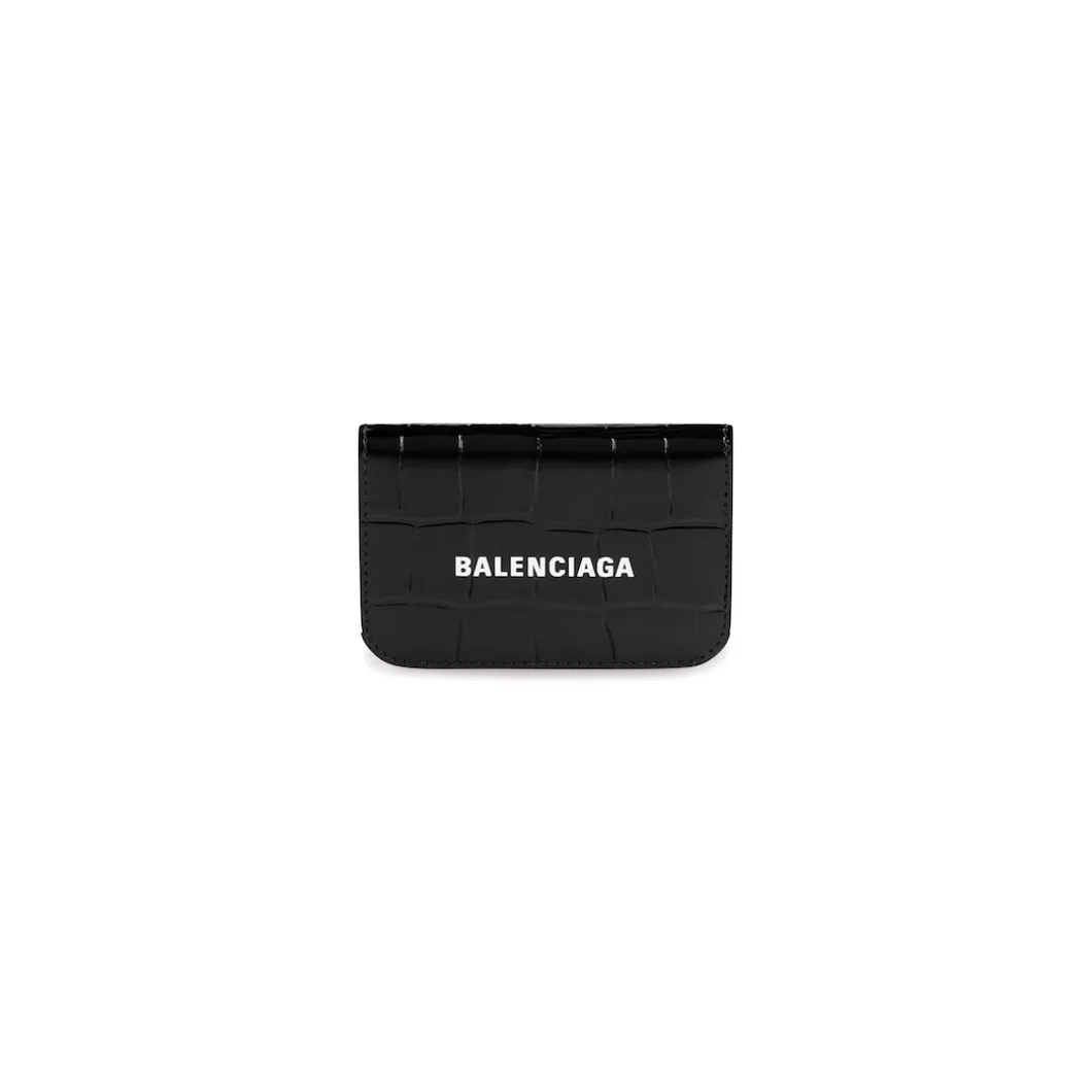 Cash Mini Wallet Crocodile Embossed in Black/white