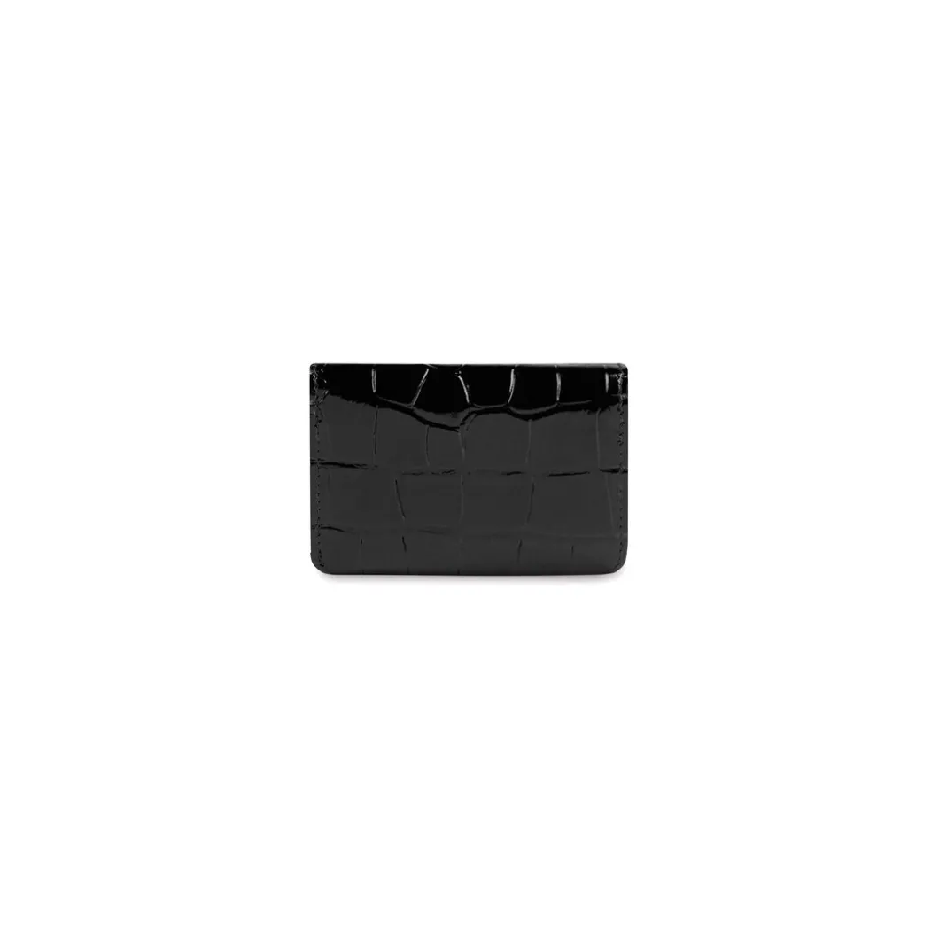 Cash Mini Wallet Crocodile Embossed in Black/white