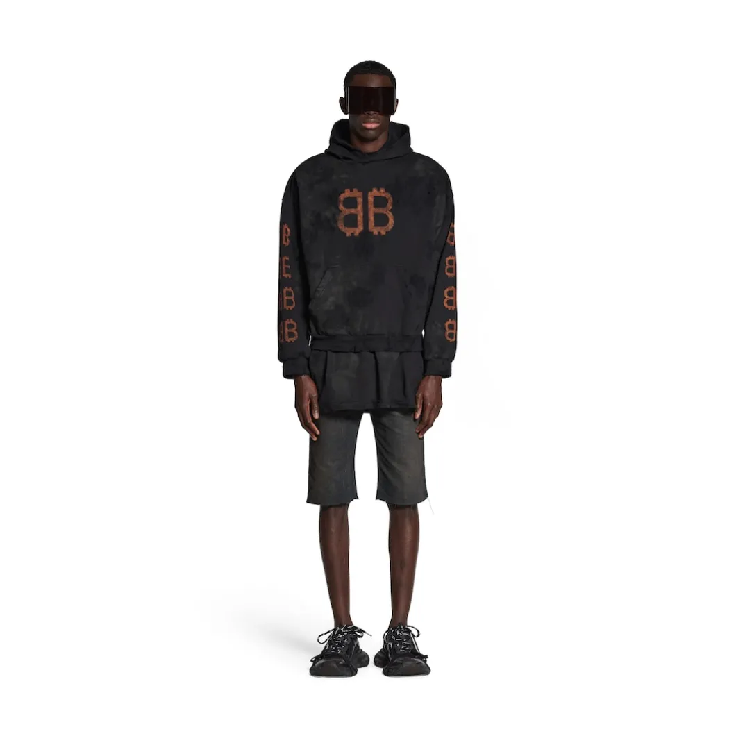Crypto Hoodie Medium Fit in Black Faded