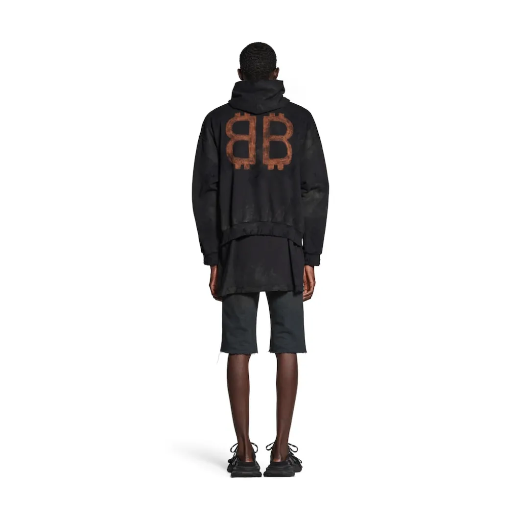 Crypto Hoodie Medium Fit in Black Faded