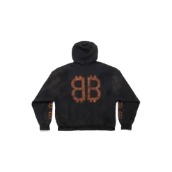 Crypto Hoodie Medium Fit in Black Faded