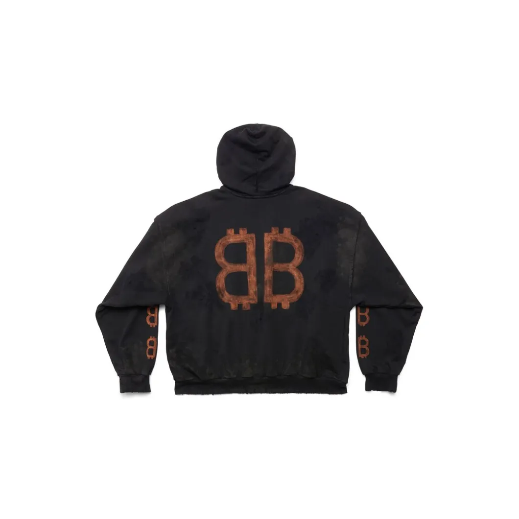 Crypto Hoodie Medium Fit in Black Faded