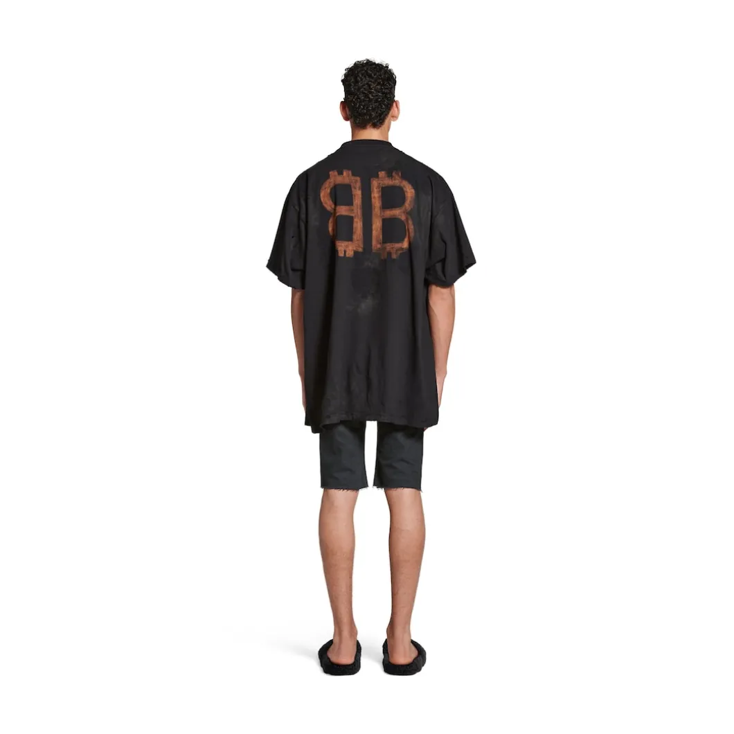 Crypto T-shirt Oversized in Black Faded