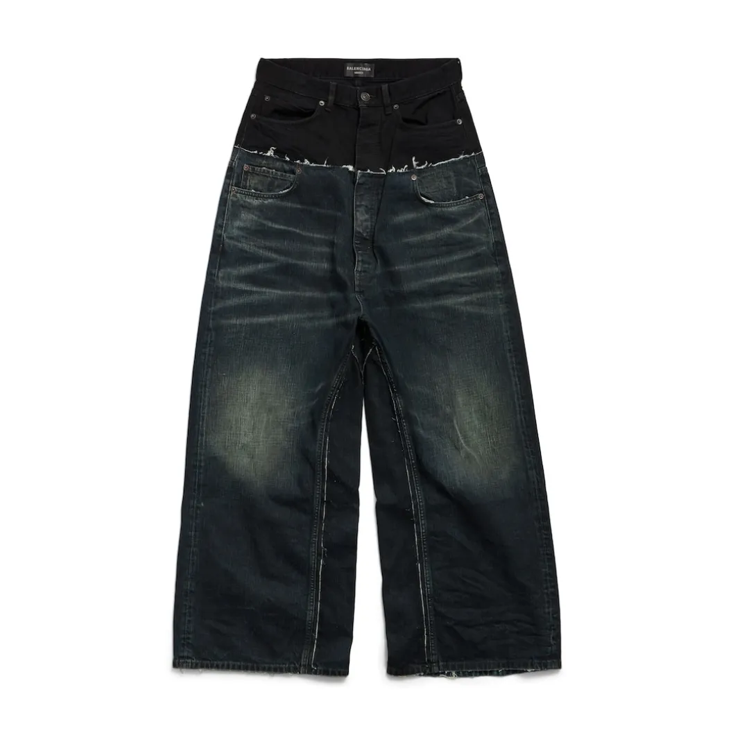 Cut-up Baggy Pants in Black