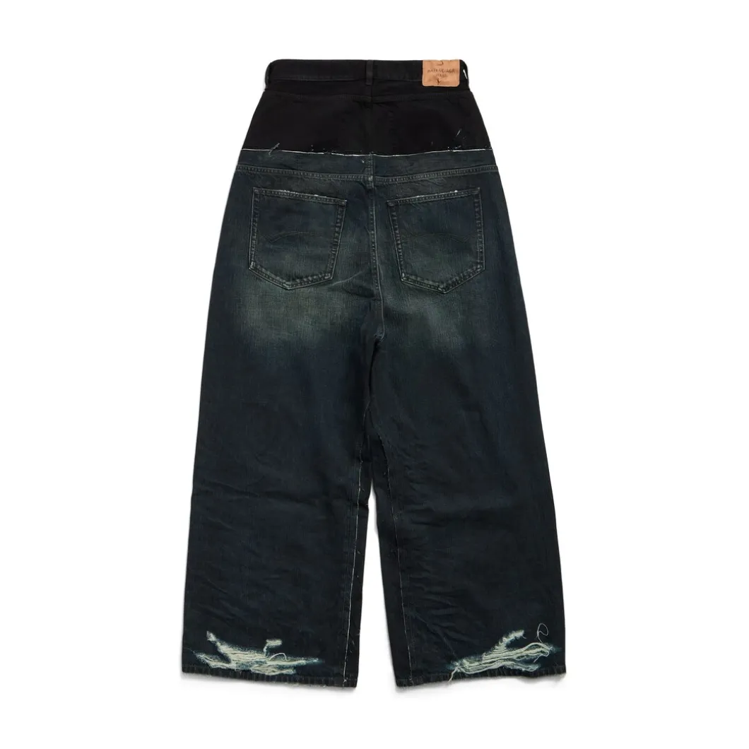 Cut-up Baggy Pants in Black