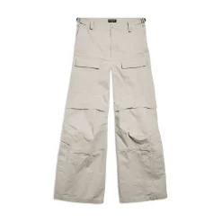 Flared Cargo Pants in Beige