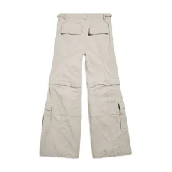 Flared Cargo Pants in Beige
