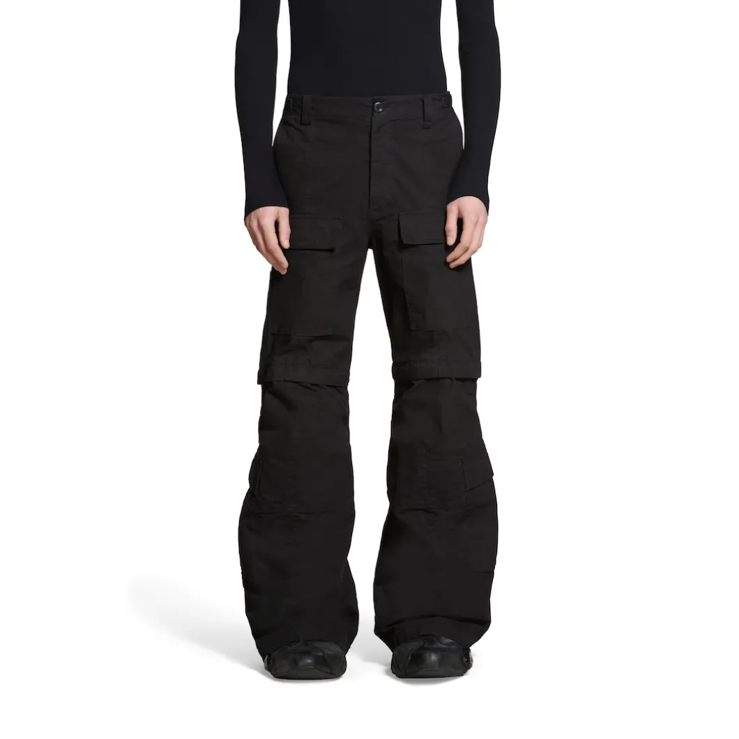 Flared Cargo Pants in Black