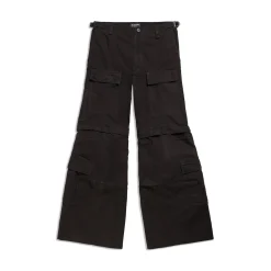 Flared Cargo Pants in Black