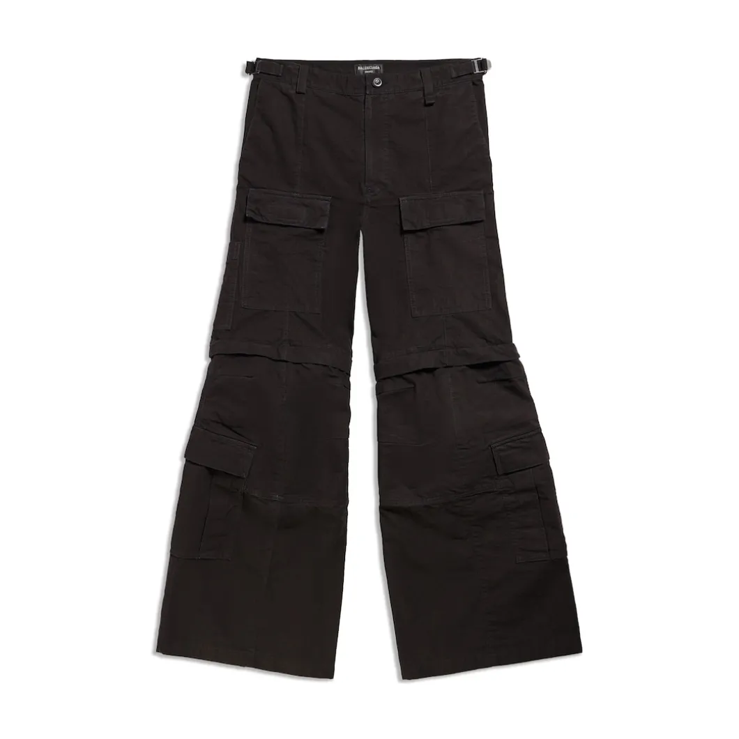 Flared Cargo Pants in Black