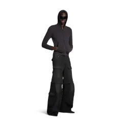 Flared Cargo Pants in Black