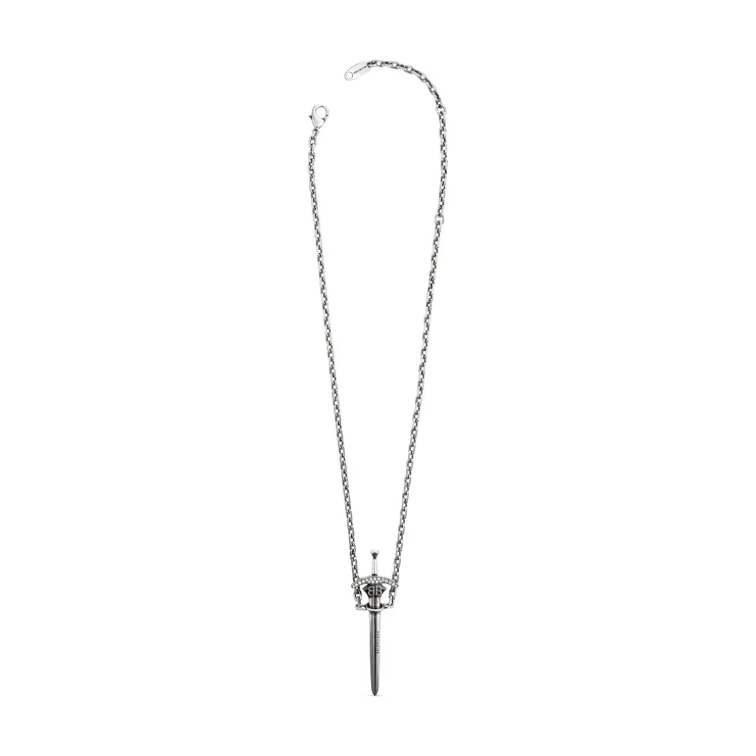 Goth Sword Necklace in Antique Silver