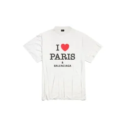 I Love Paris & Balenciaga T-shirt Oversized  in White