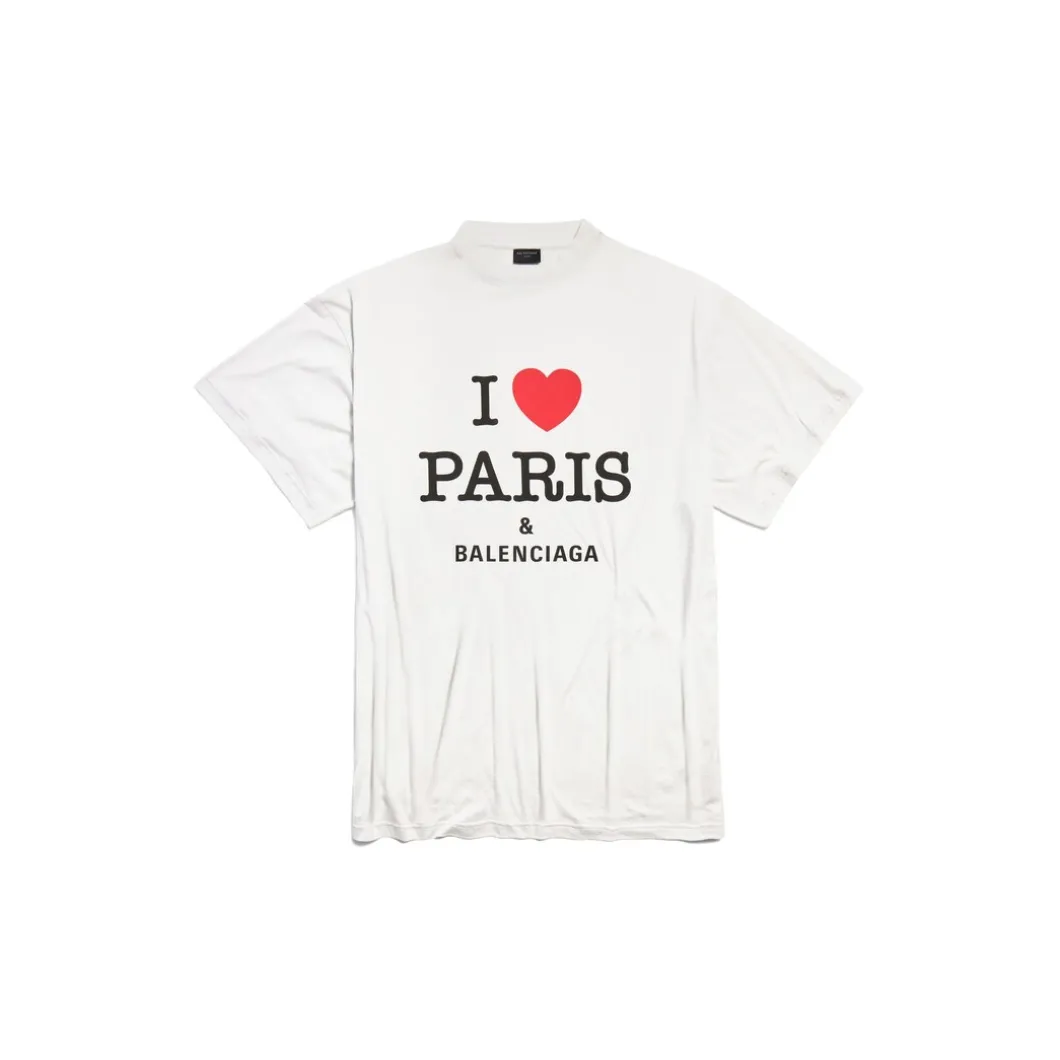 I Love Paris & Balenciaga T-shirt Oversized in White