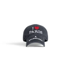 I Love Paris & Balenciaga Cap in Black