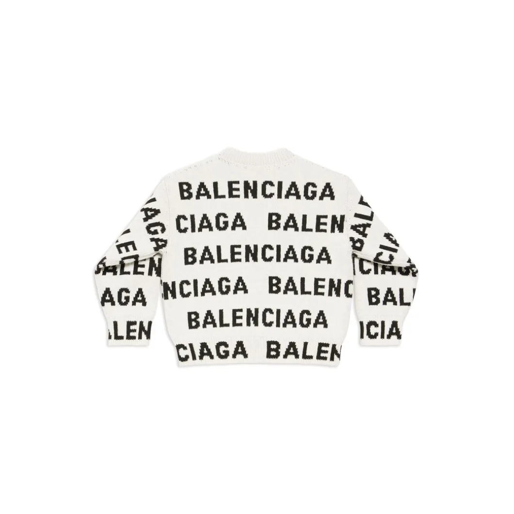 Kids - Bal Horizontal Allover Sweater in White/black
