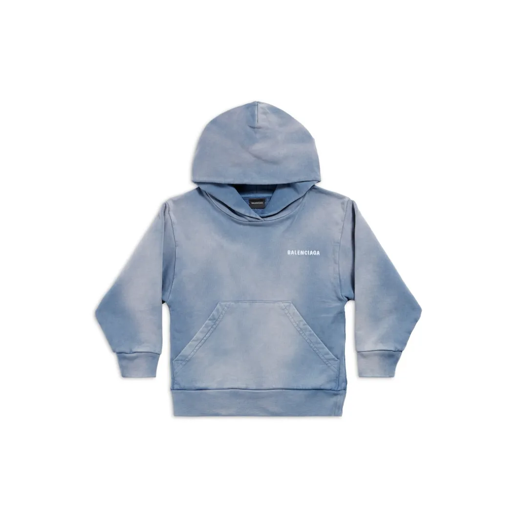 Kids - Balenciaga Back Hoodie in Blue/white