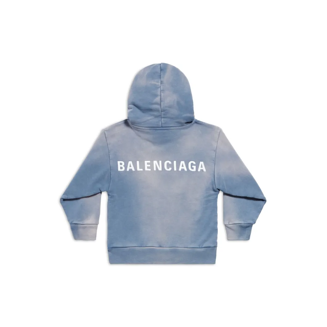 Kids - Balenciaga Back Hoodie in Blue/white