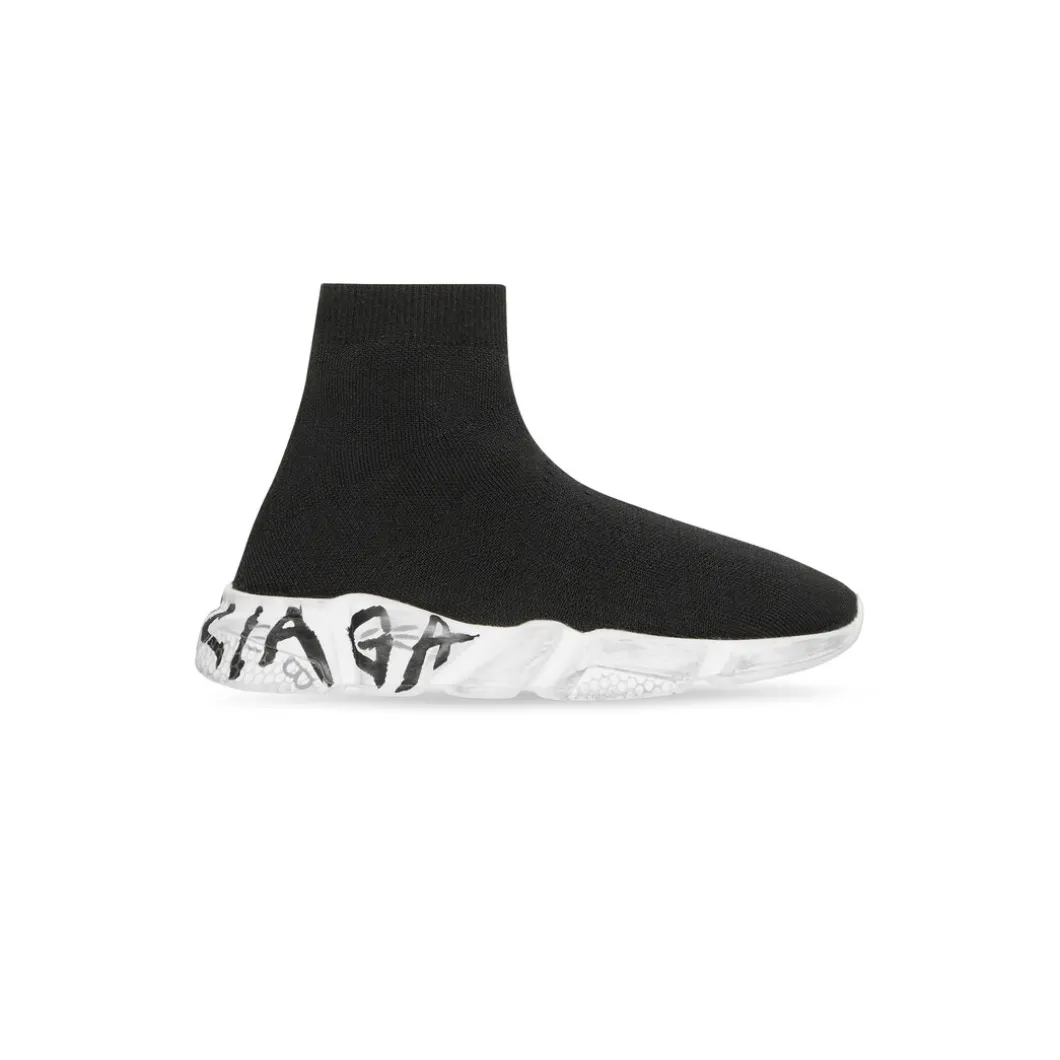 Kids - Speed Graffiti Recycled Knit Sneaker in Black