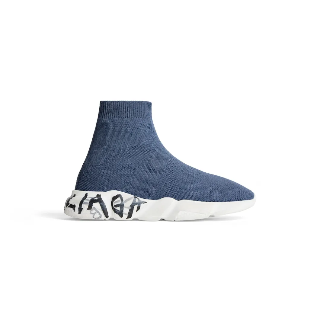 Kids - Speed Graffiti Recycled Knit Sneaker in Dark Blue