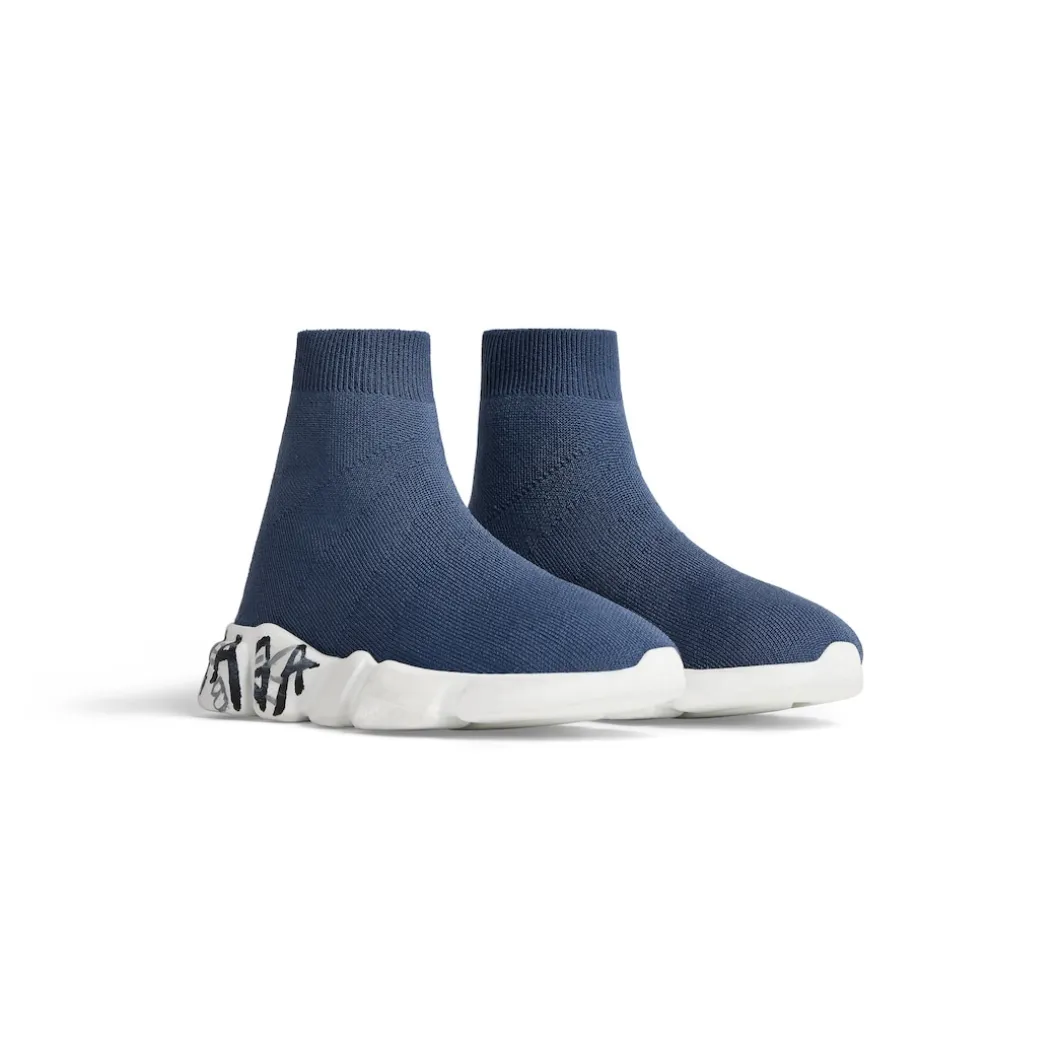 Kids - Speed Graffiti Recycled Knit Sneaker in Dark Blue