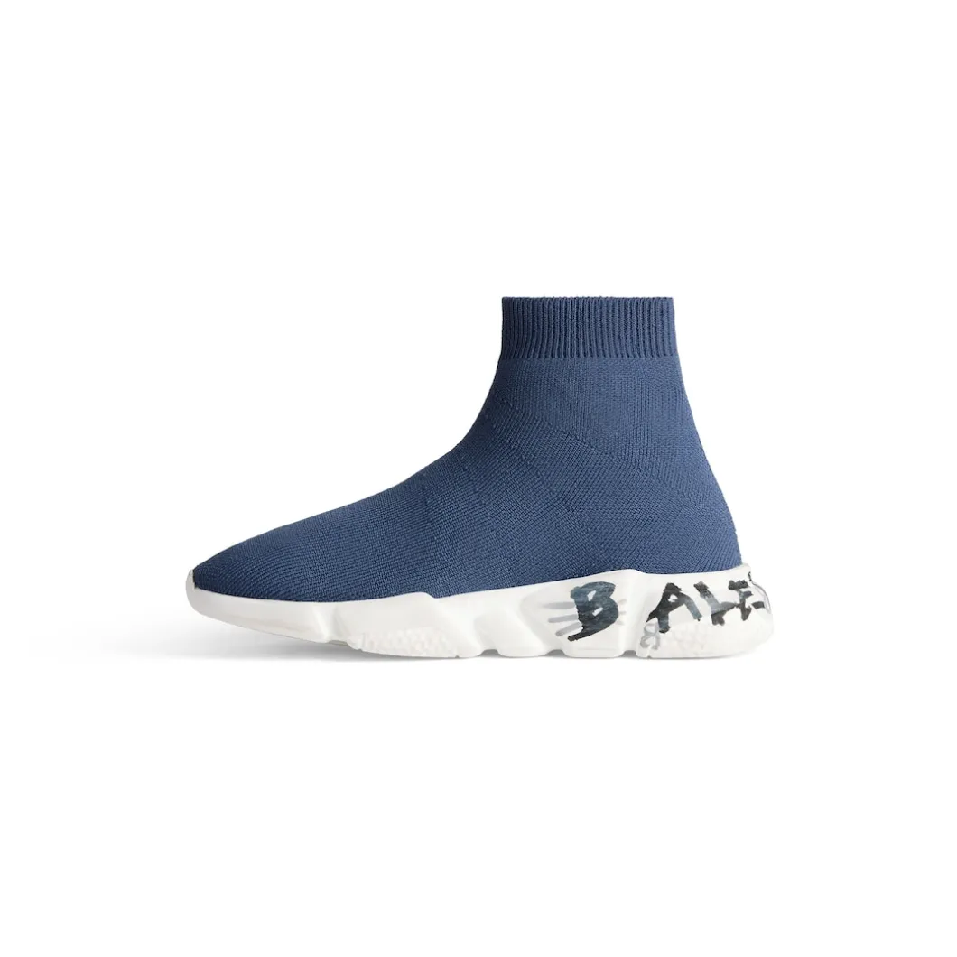 Kids - Speed Graffiti Recycled Knit Sneaker in Dark Blue