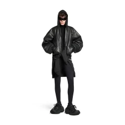 Lined Zip-up Hoodie Large Fit in Black