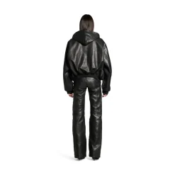 Lined Zip-up Hoodie Large Fit in Black