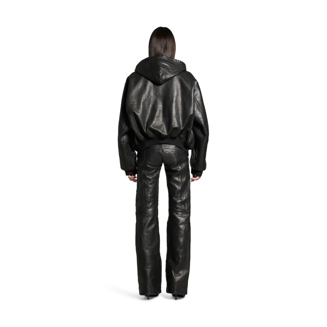 Lined Zip-up Hoodie Large Fit in Black