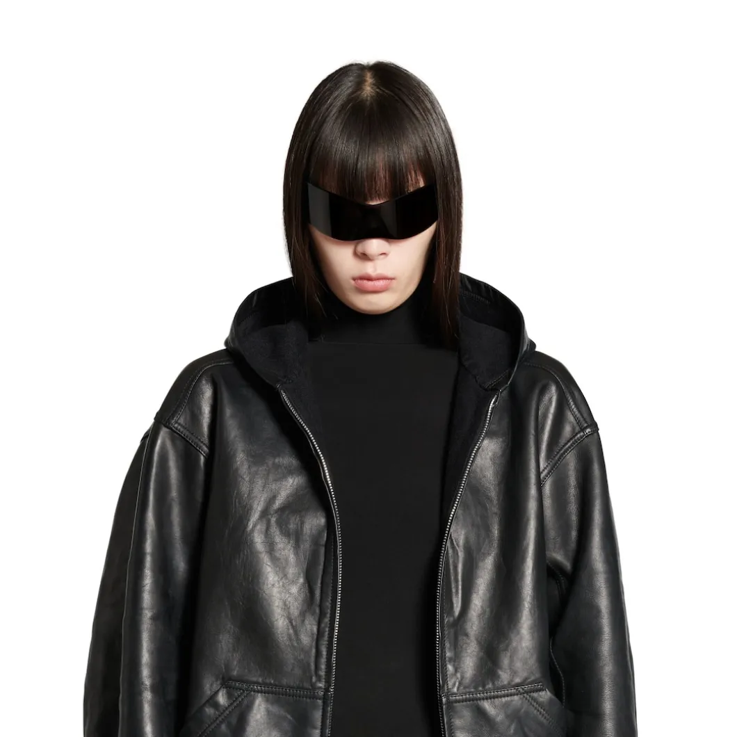 Lined Zip-up Hoodie Large Fit in Black