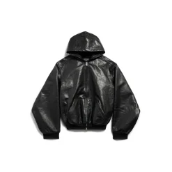 Lined Zip-up Hoodie Large Fit in Black