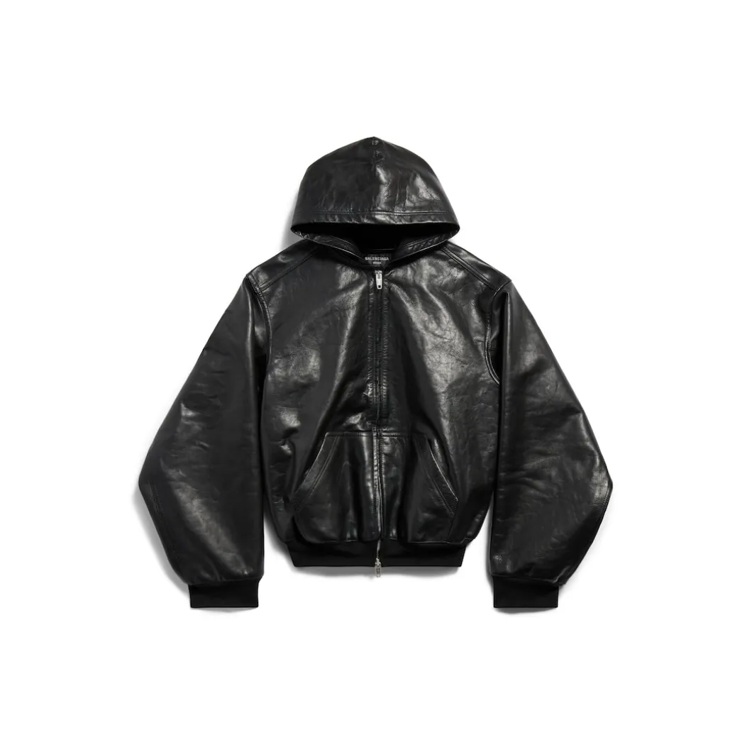 Lined Zip-up Hoodie Large Fit in Black