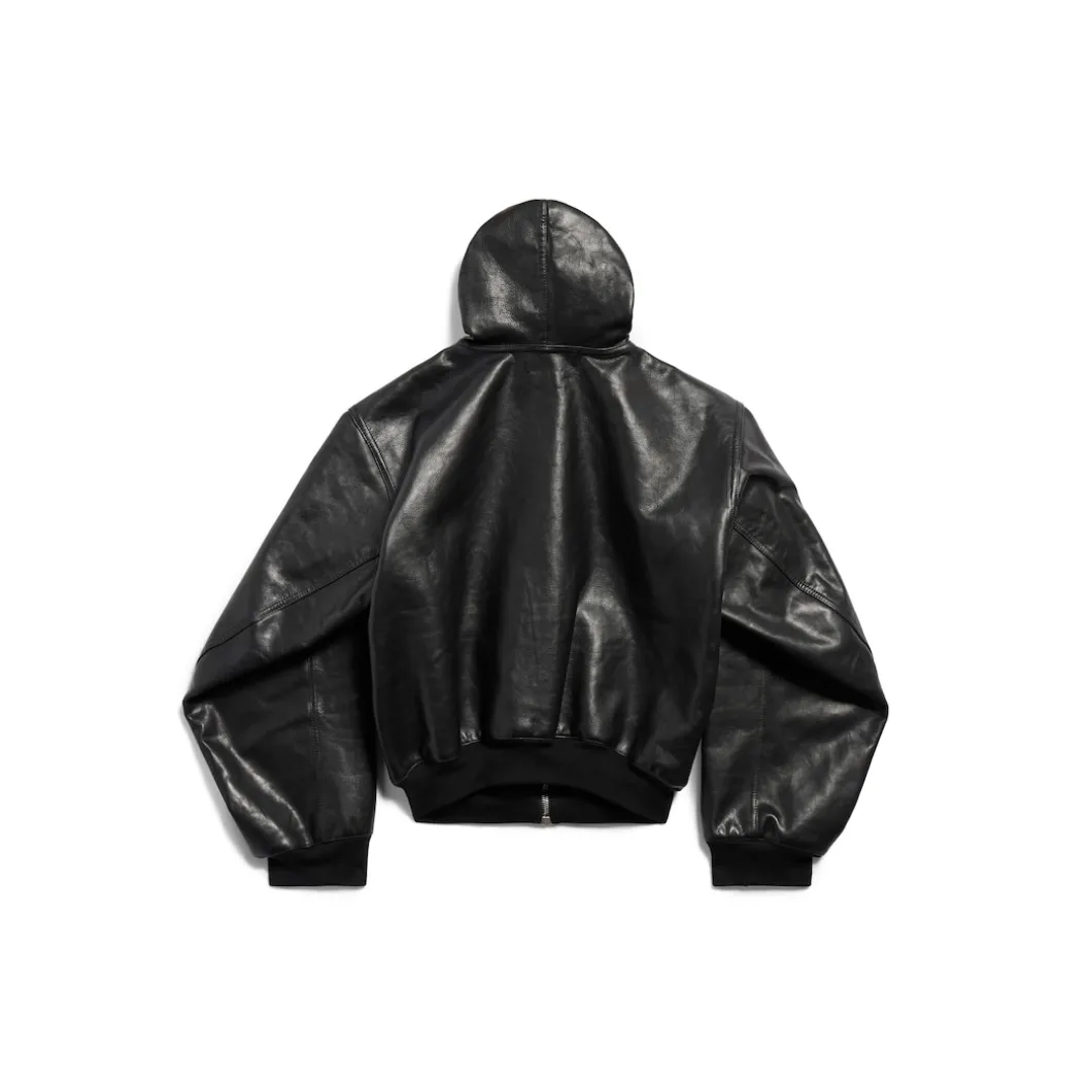 Lined Zip-up Hoodie Large Fit in Black