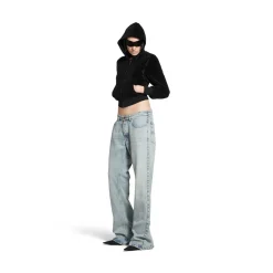Low Waist Straight Pants in Light Blue