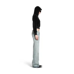 Low Waist Straight Pants in Light Blue