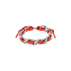 Malibu Gourmette Bracelet in Antique Silver/neon Orange
