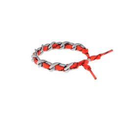 Malibu Gourmette Bracelet in Antique Silver/neon Orange